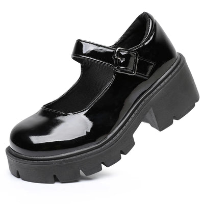Damen Schuhe Leder Mary-Lou mit Plateau und Blockabsatz