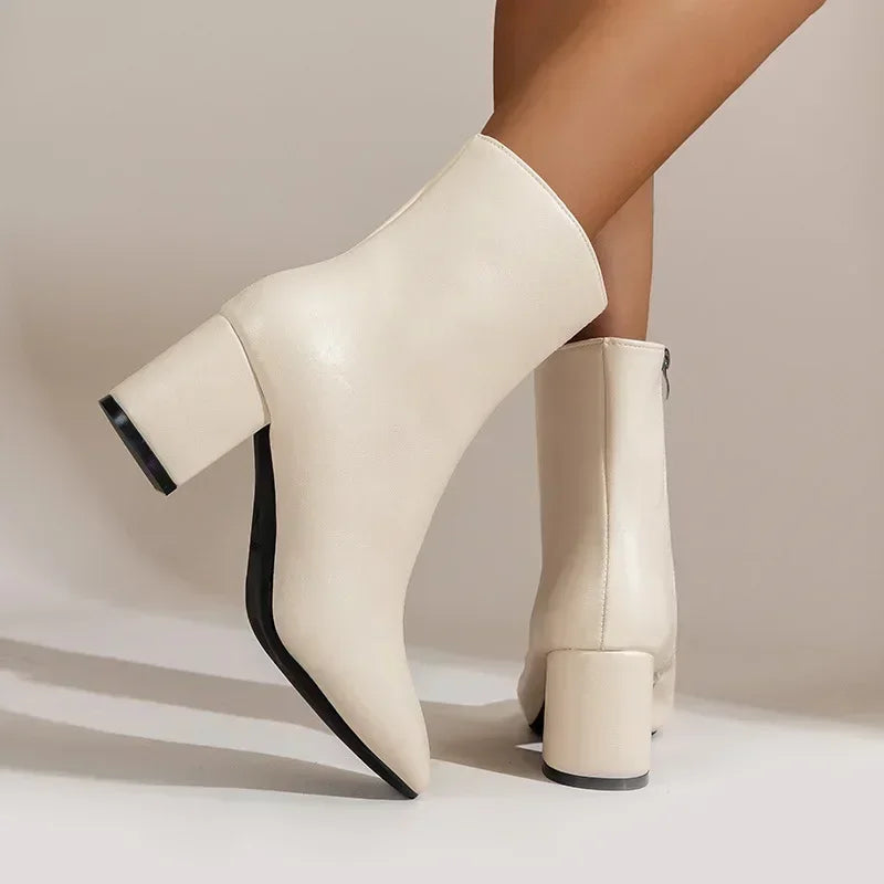 Damen Schuhe Mittelhoher Absatz Mit Seitlichem Reißverschluss Spitze Form