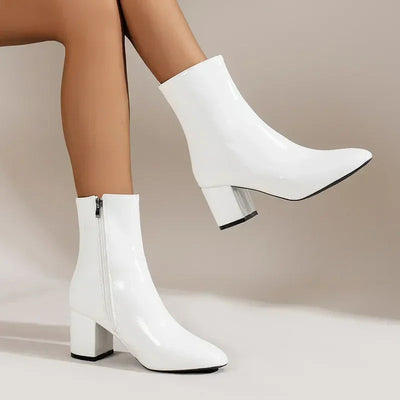 Damen Schuhe Mittelhoher Absatz Mit Seitlichem Reißverschluss Spitze Form