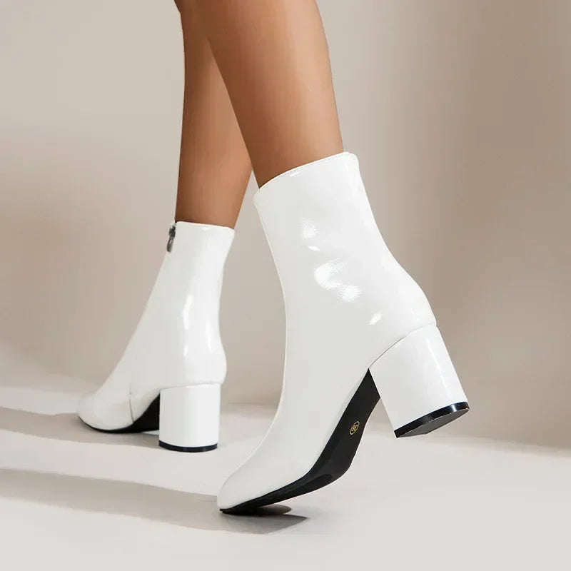 Damen Schuhe Mittelhoher Absatz Mit Seitlichem Reißverschluss Spitze Form