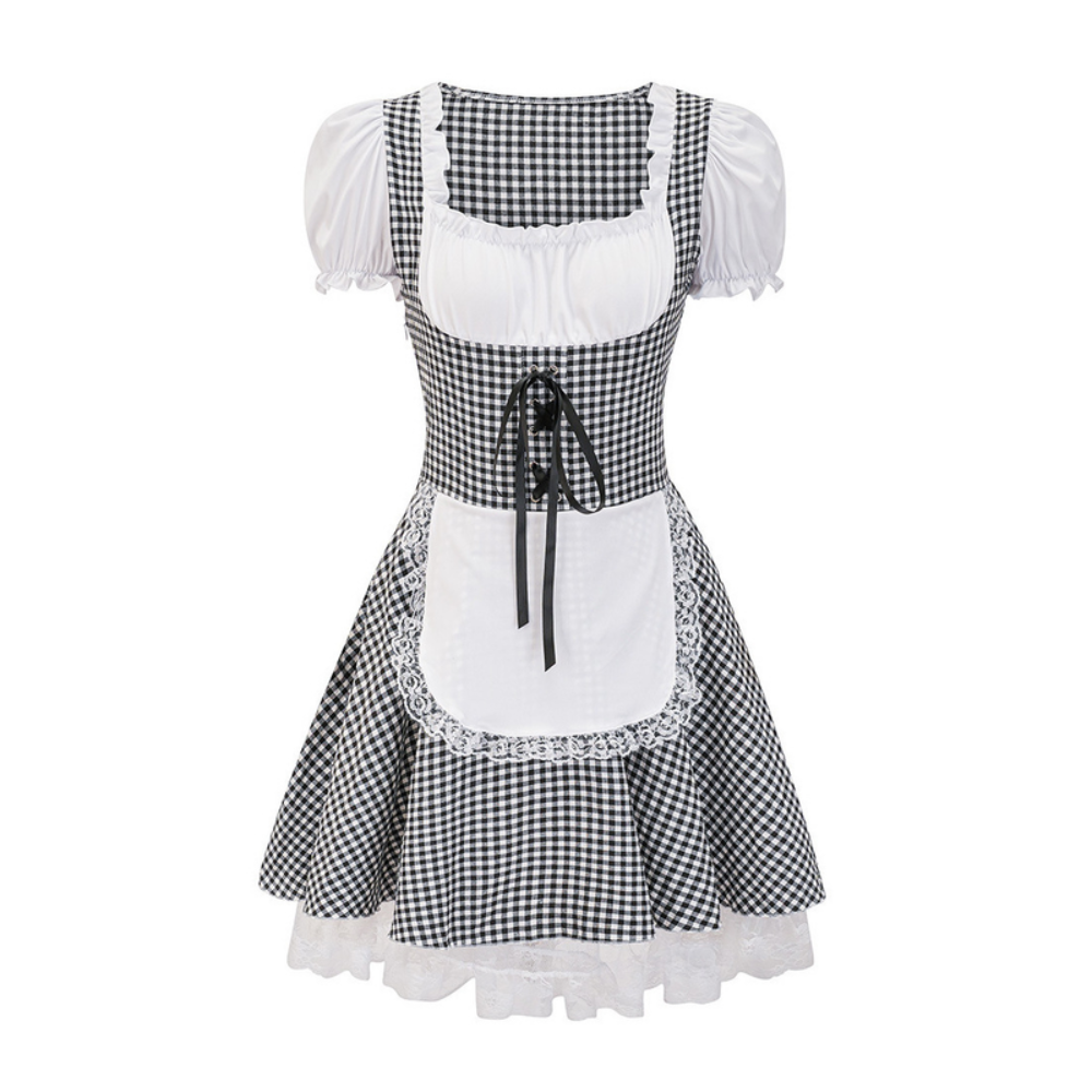 Damen Dirndl im Landhausstil | Trachtenkleid mit Bluse und Schnürung