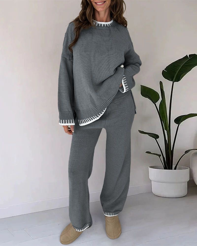 Damen Set Weicher Strick Stil Komfortabel und Trendig
