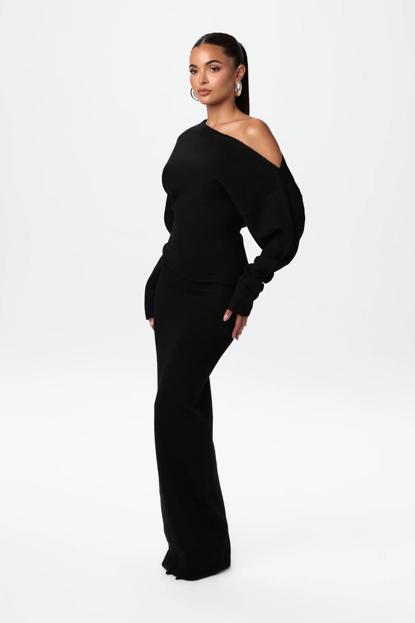 Damen Sweater Kleid Drop Shoulder Stil Hochwertige Fasern