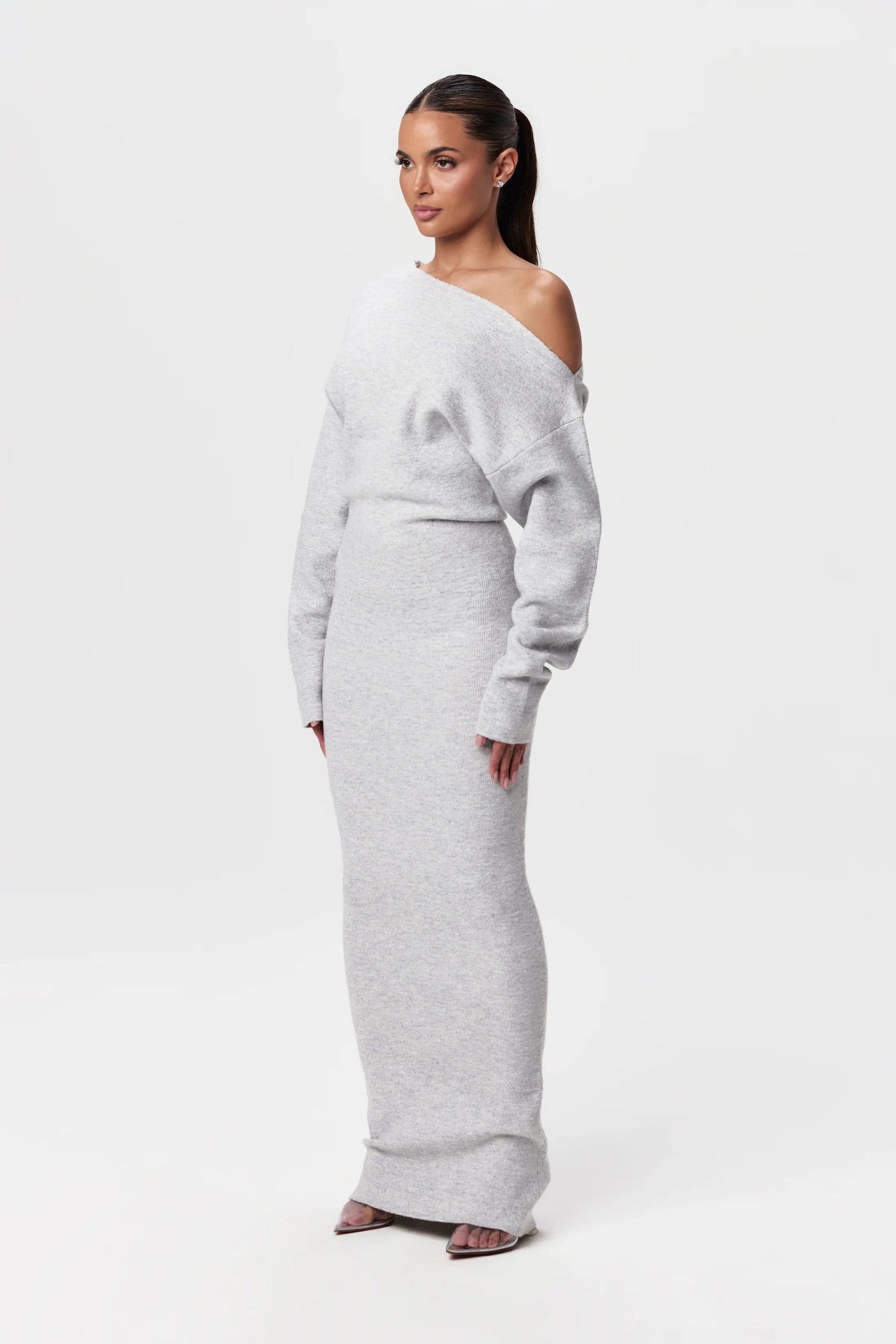 Damen Sweater Kleid Drop Shoulder Stil Hochwertige Fasern