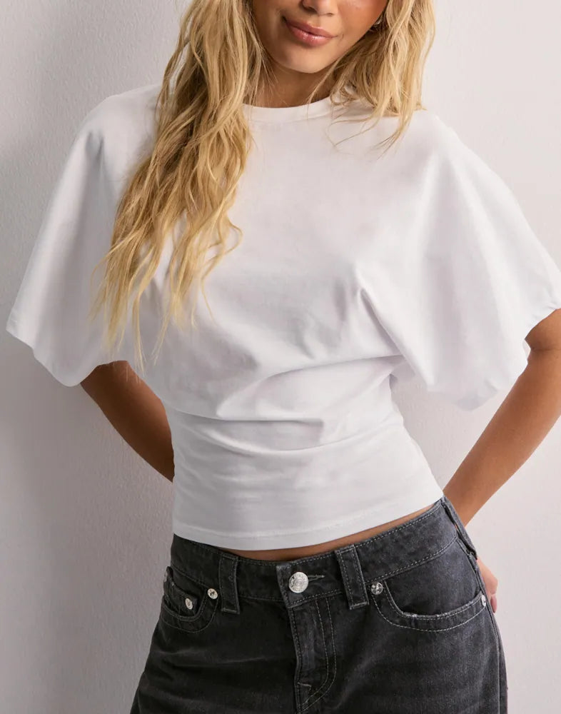 Damen T-Shirt Mit Weiten Ärmeln Aus Hochwertiger Baumwollmischung