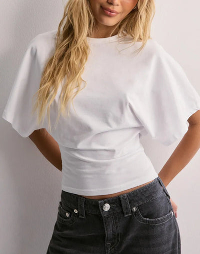 Damen T-Shirt Mit Weiten Ärmeln Aus Hochwertiger Baumwollmischung