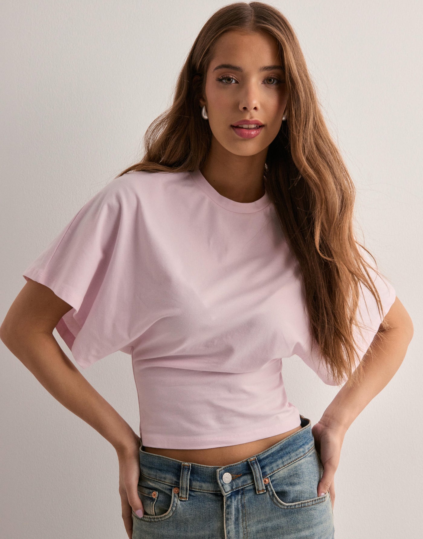 Damen T-Shirt Mit Weiten Ärmeln Aus Hochwertiger Baumwollmischung