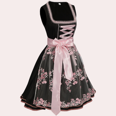 Damen Trachtenkleid mit Blumenstickerei und Eleganter Schnürung