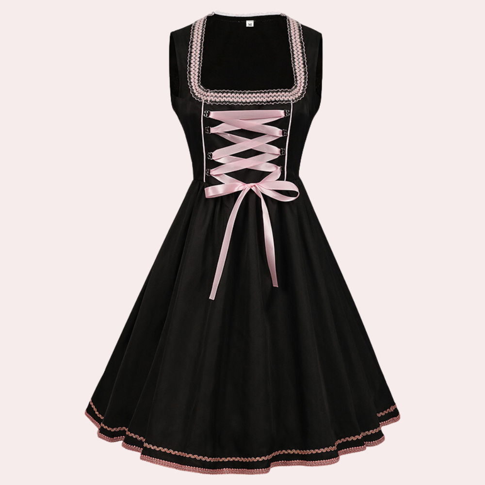 Damen Trachtenkleid mit Blumenstickerei und Eleganter Schnürung