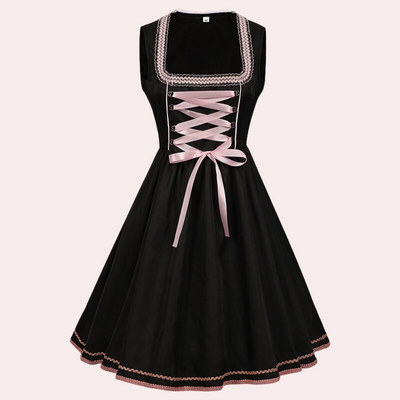 Damen Trachtenkleid mit Blumenstickerei und Eleganter Schnürung
