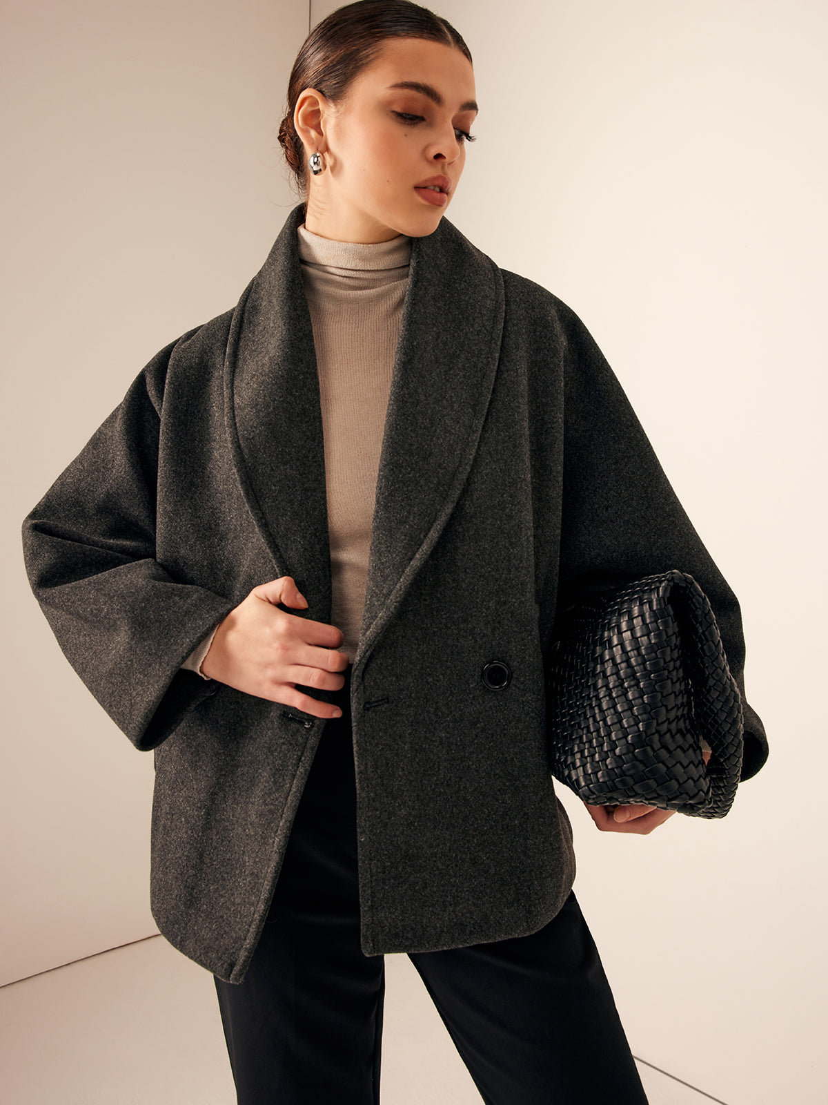 Damen Mantel Lang mit Taschen für Winter Eleganz
