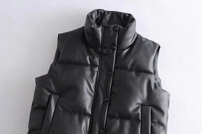 Damen Weste Kurz Stehkragen Elegante Mode aus Hochwertigem Stoff