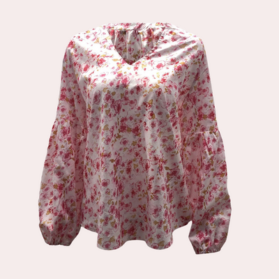 Damenbluse Baumwolle Blumenmuster Casual Elegant