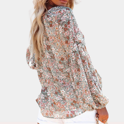 Damenbluse Baumwolle Blumenmuster Casual Elegant