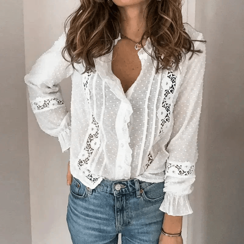 Damenbluse Elegant Langarm mit Gerafftem Design