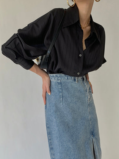 Damenbluse Baumwollmix Oversized Casual