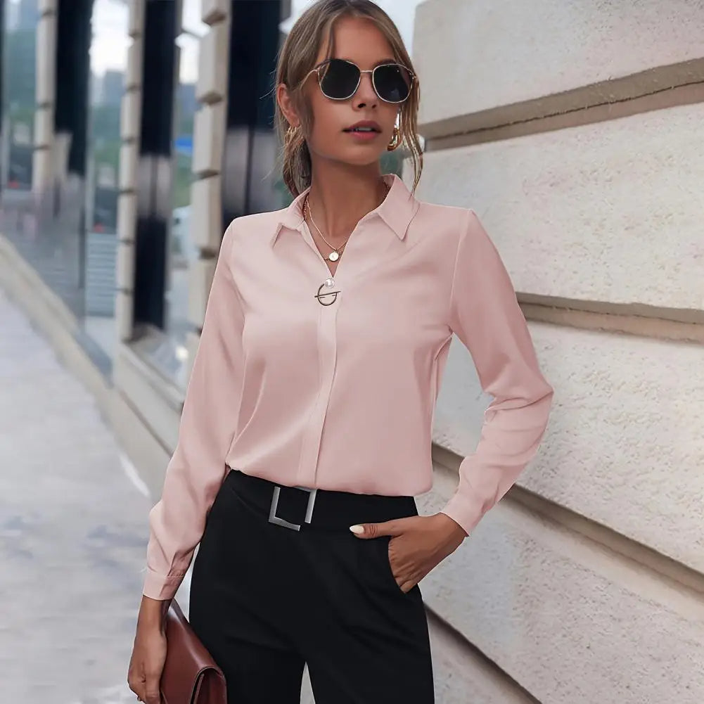 Damenbluse Chiffon Elegant Langarm Stilvoll