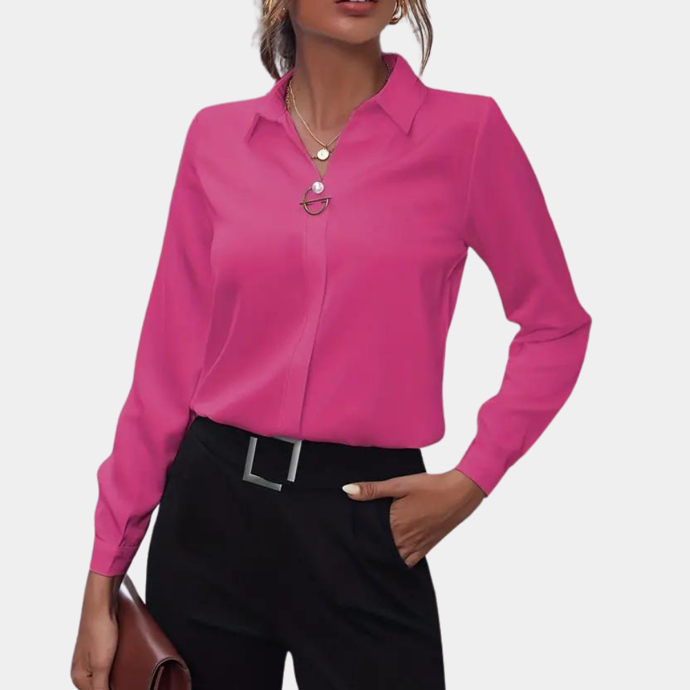 Damenbluse Chiffon Elegant Langarm Stilvoll