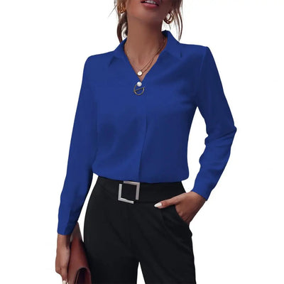 Damenbluse Chiffon Elegant Langarm Stilvoll