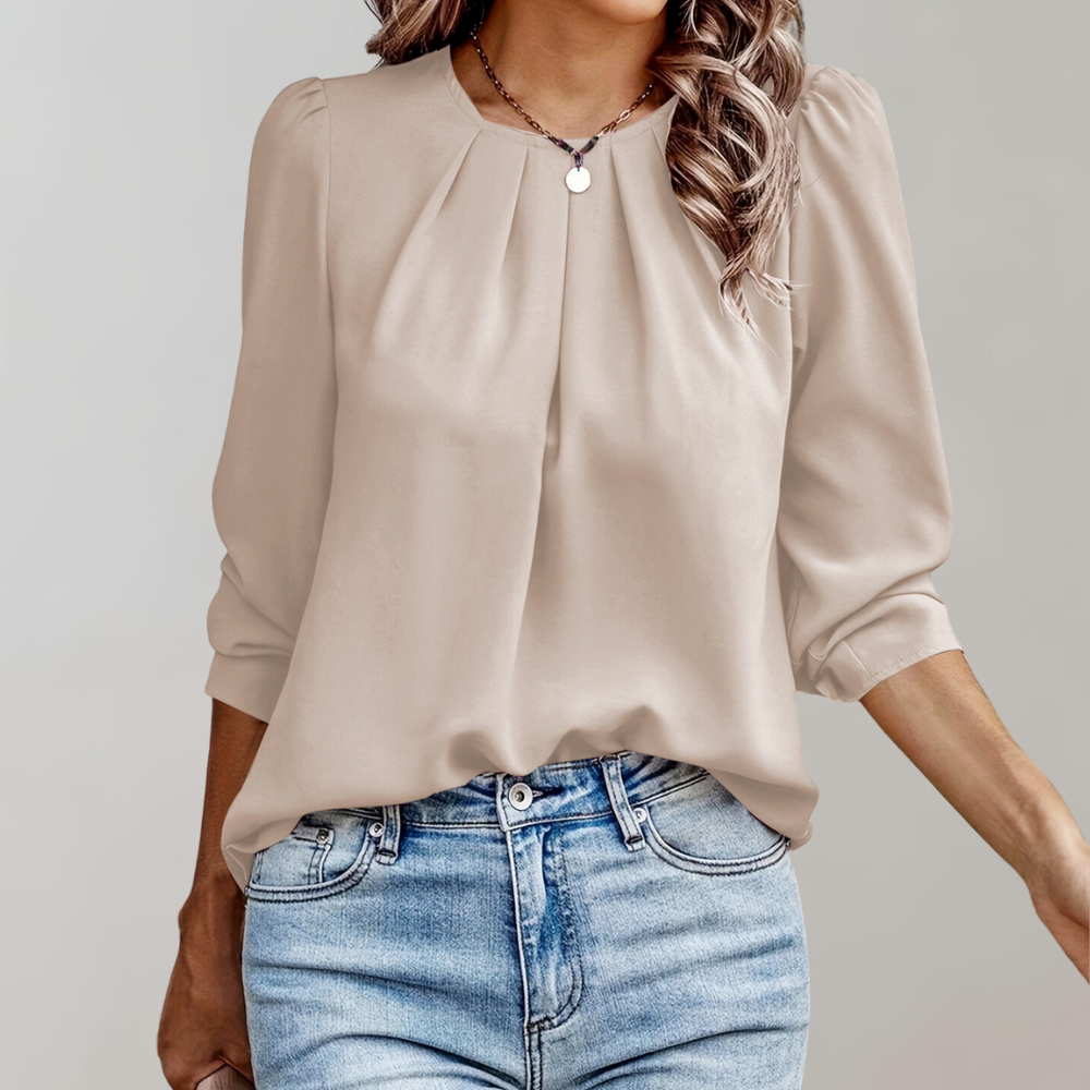 Damenbluse mit Puffärmeln und Falten – Elegante Blusen für Festliche Anlässe