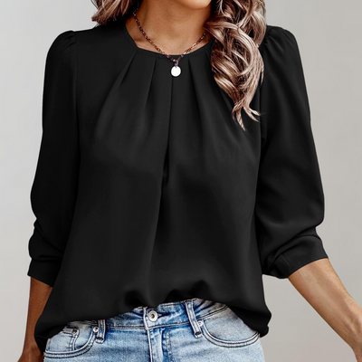 Damenbluse mit Puffärmeln und Falten – Elegante Blusen für Festliche Anlässe