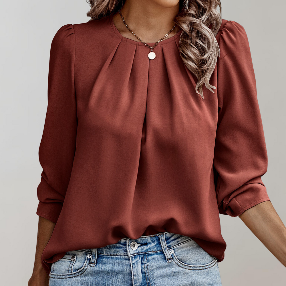 Damenbluse mit Puffärmeln und Falten – Elegante Blusen für Festliche Anlässe