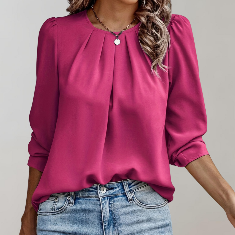 Damenbluse mit Puffärmeln und Falten – Elegante Blusen für Festliche Anlässe