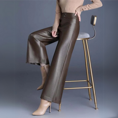 Damenhose Kunstleder Weitschnitt Elegant Komfortabel