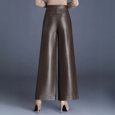 Damenhose Kunstleder Weitschnitt Elegant Komfortabel