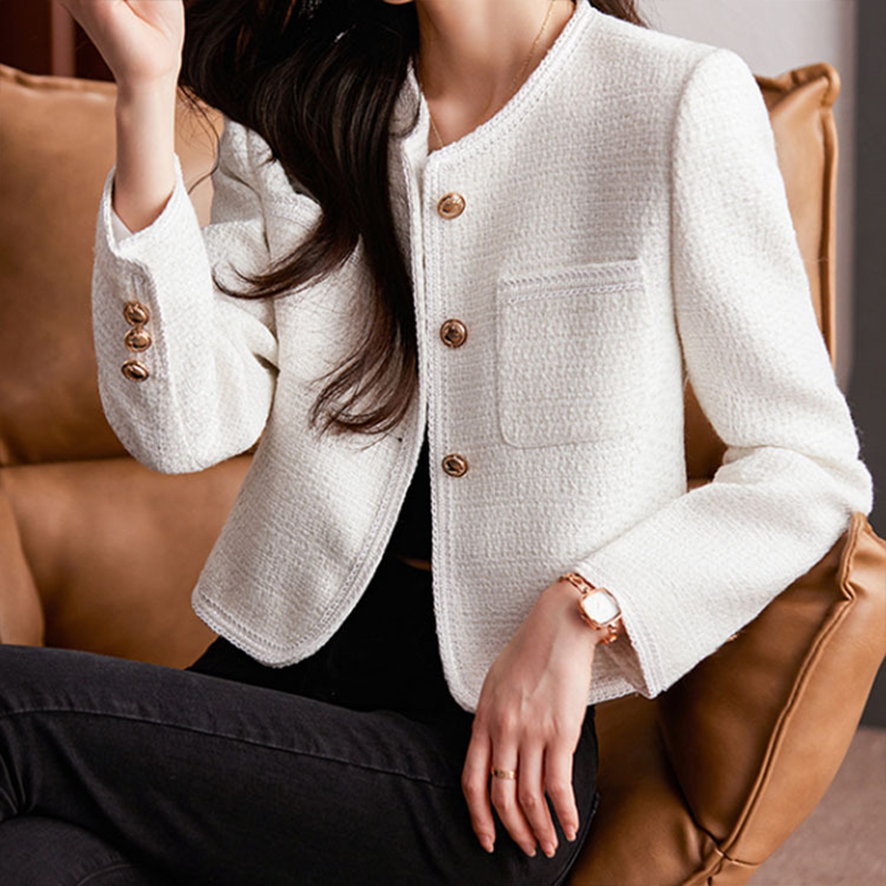Damenjacke Elegantes Design Kurze Passform Atmungsaktive Stoffe