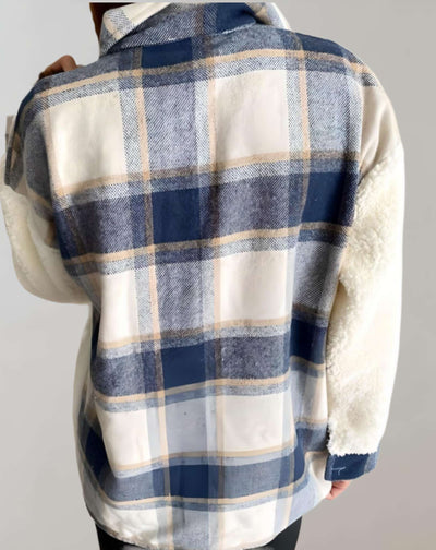 Damenjacke Karomuster Warm Mit Brusttaschen Lässiger Schnitt