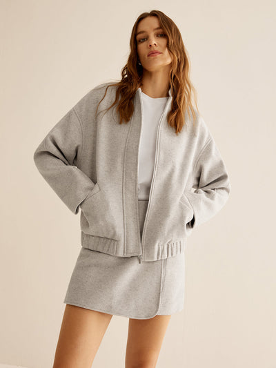 Damenjacke Mit Taschen und Reißverschluss, Lange Ärmel, Schlichte Eleganz