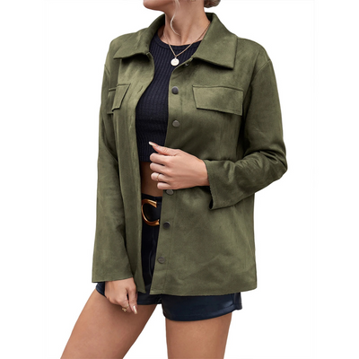 Damenjacke Wildleder Mit Knopfverschluss Elegantes Design
