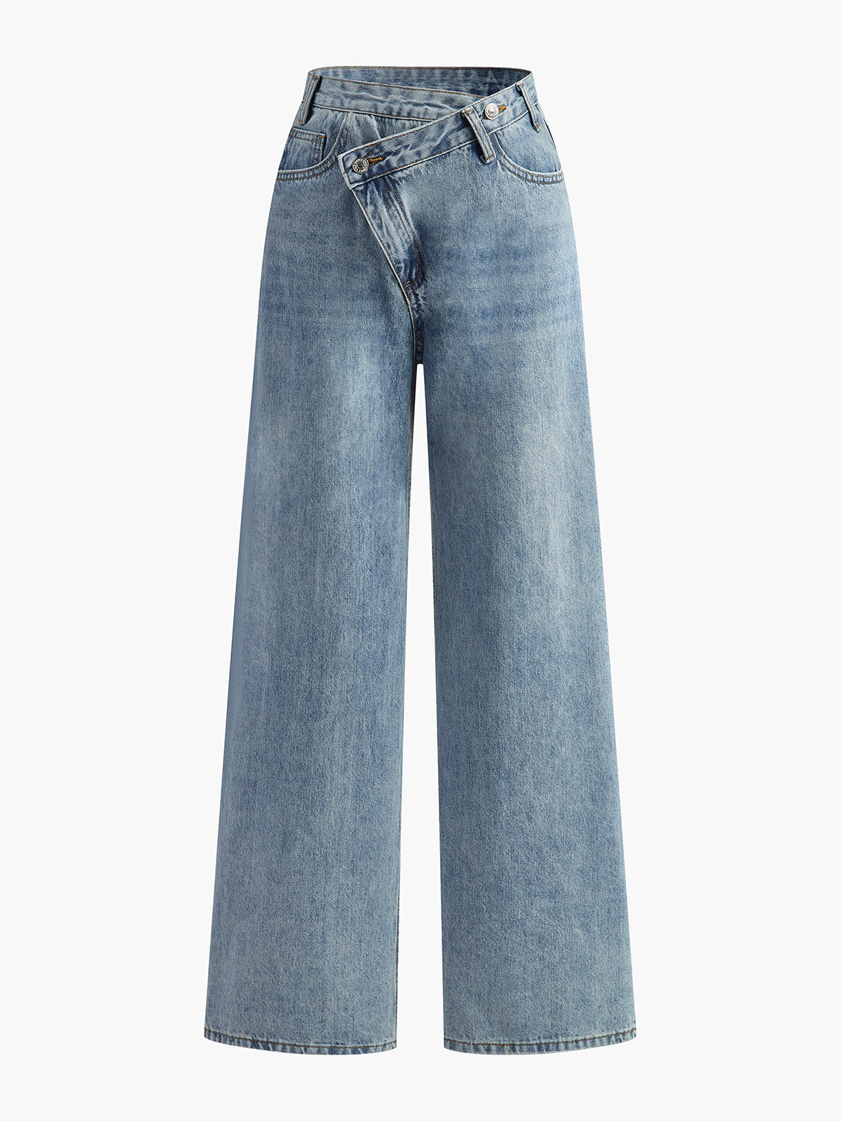 Damenjeans Denim Asymmetrische Taille Weit