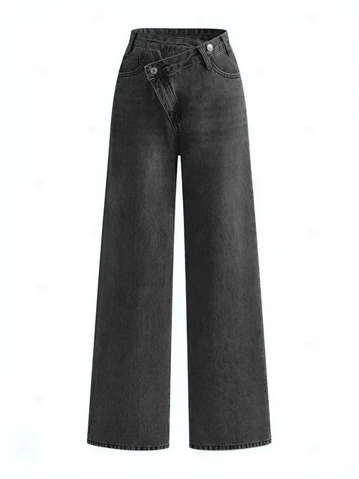 Damenjeans Denim Asymmetrische Taille Weit