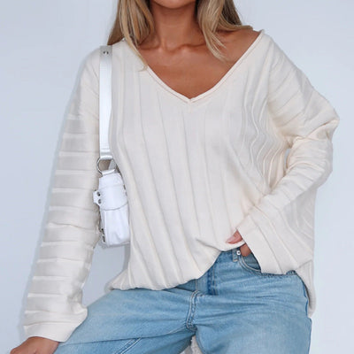 Damenpullover Baumwolle V-Ausschnitt Elegant