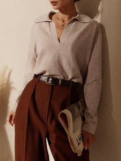 Damenpullover Strickware mit Kragen aus Hochwertiger Materialmischung für Alltag und Freizeit