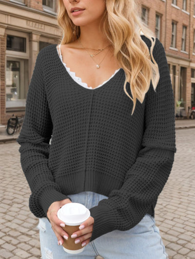 Damenpullover V-Ausschnitt Strick Warm und Elegant
