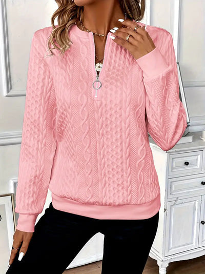 Damenpullover Zip-Up Aus Weichem Material Klassischer Schnitt