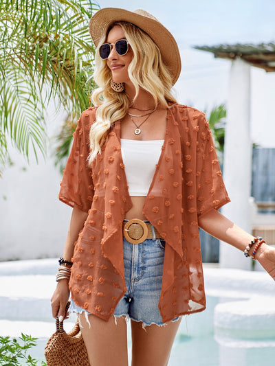 Transparente Strandbluse | Punktstruktur | Luftig & Stylisch