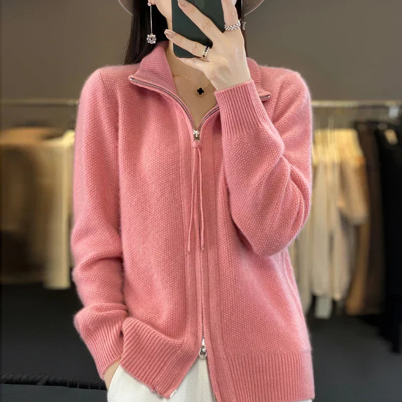 Strickjacke mit Doppelreißverschluss | Minimalistischer Stil & Elegante Details