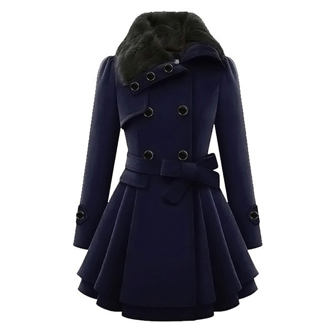 Winterjacke Damen Lang Mit Gürtel und Kapuze | Mit Knöpfen und Seitentaschen