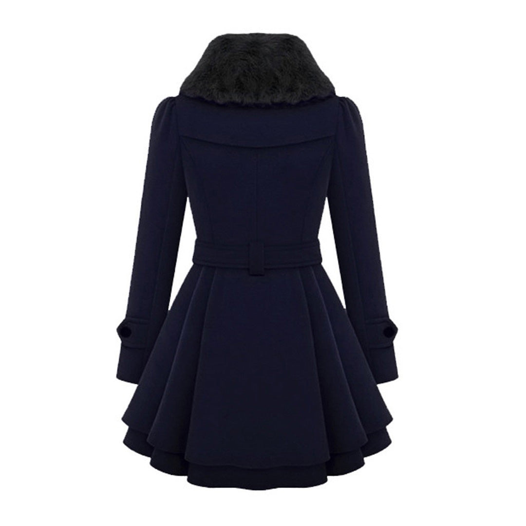 Winterjacke Damen Lang Mit Gürtel und Kapuze | Mit Knöpfen und Seitentaschen