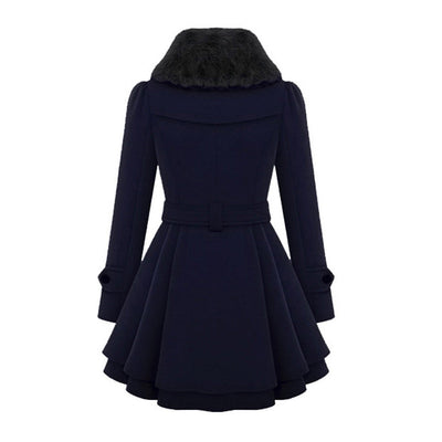 Winterjacke Damen Lang Mit Gürtel und Kapuze | Mit Knöpfen und Seitentaschen