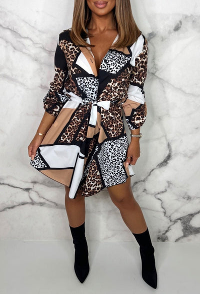 Christel | Verspieltes Hemdblusenkleid mit Animalprint