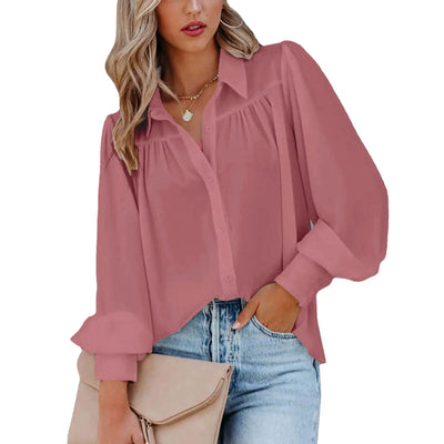 Bluse mit Ballonärmeln | Knopfleiste | Femininer Stil