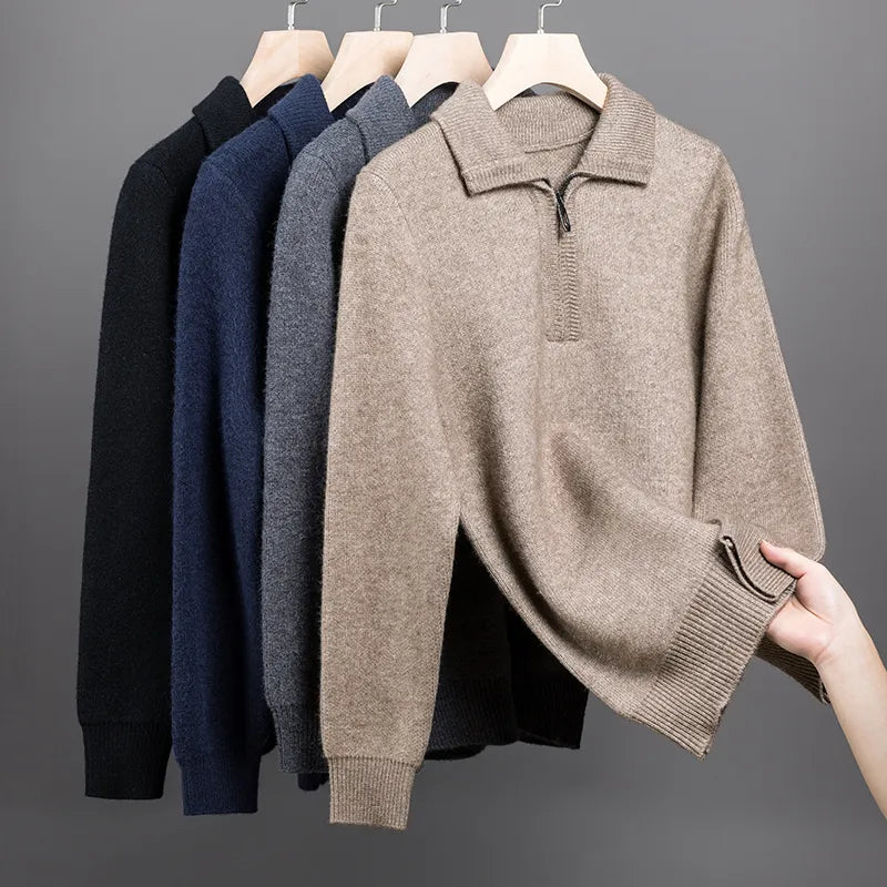 Herren Kaschmir Troyer Pullover - Warme Strickmode