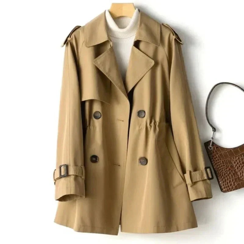 Trenchcoat Damen Kurz Elegant | Doppelreihig Klassisch