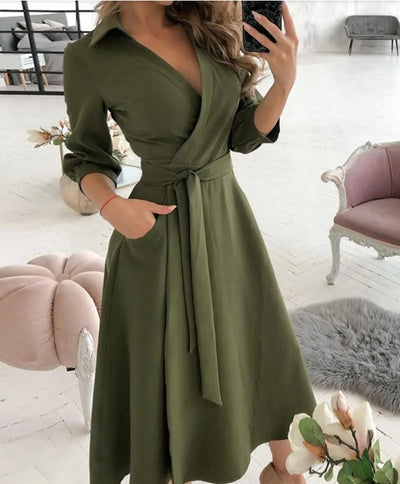 Damen Wickelkleid mit Riemen - Eleganter Schnitt, Vielseitig Tragbar