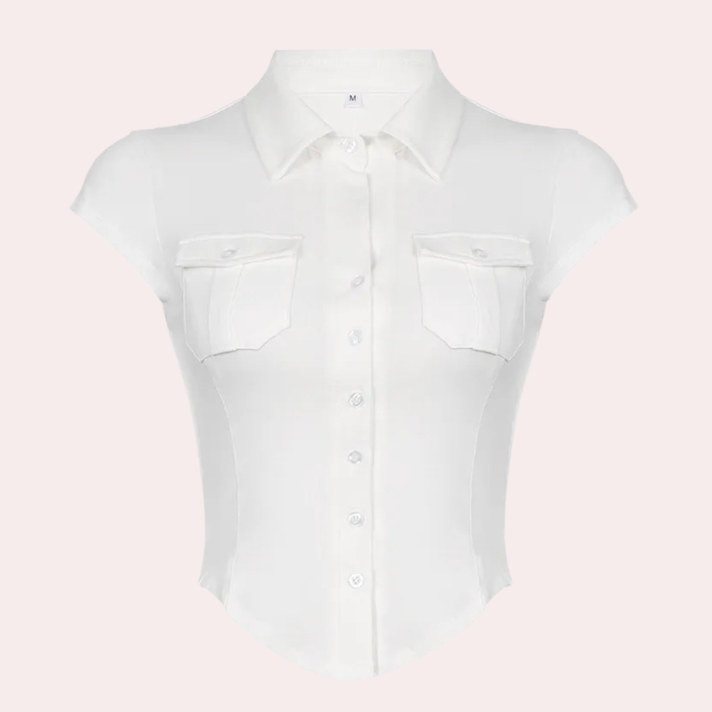 Annika - Einfache Weiße Bluse Damen Basis Kleiderschrank
